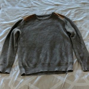 Shoulder-patch Cotton Crewneck Sweater